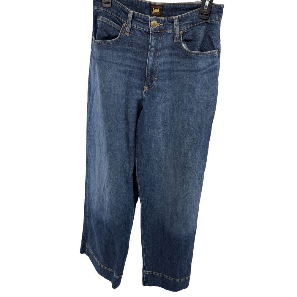 Lee Legendary High Rise Wide Leg Crop Jeans Dark Wash Womens Size 10 29x31
